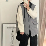 Fake Two Down Vest Women 2024 Winter New Fashion Thick Warm Hoodie Money Sleeveless Vest Coat Tide-Outfit