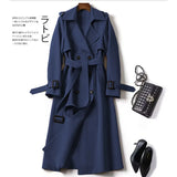 Zingj Female In The Long 2024 Spring And Autumn New Korean Version Of Large Size Popular British Wind Coat Over The Knee Black Coat