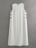 Zingj New Women's Sleeveless Slit Women's Dress Hair