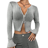 Vintage Autumn Pair Hottie Double-Opened Zipper Sexy Blouse