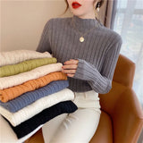 Zingj Sweater Women's Thin Half-High Collar Solid Color Knitted Sweater 2023 Autumn And Winter New Stylish Slimming
