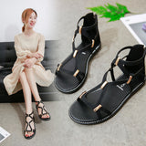 Zingj Women 2023 Summer New Sandals Women Flat Soles After Zipper Frosted Sandals A Generation Of