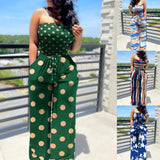 Zingj Hot Style Autumn Slim Sleeveless Strapless Print Women's Jumpsuit