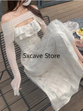 Piece Dress Set Women Casual Floral Strap Midi Dress Party Female Sweet Fairy Elegant One Piece Dress Korean 2022 Summer