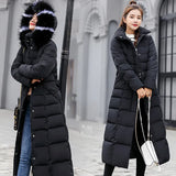 Cotton-Padded Clothes Women 2023 Korean Version Long Over The Knee Color Wool Collar Large Size Down Cotton-Padded Jacket Slim Cotton-Padded Jacket Women-Outfit