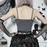 Spice Girl Lace Splicing Suspenders Dark Wind Personality Moth Printing Shows Thin