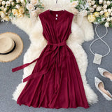 Zingj Minority Dress 2023 New Summer Heart Machine Hollowed-Out Round Collar Commuter Dress Sleeveless Back Heart