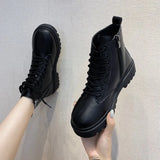 Zingj Autumn New Black Handsome Martin Boots, Thick-Soled Short Boots With
