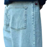 Year's Popular Style Y2K Street Boy Jeans Hip-Hop Cartoon Embroidered Blue