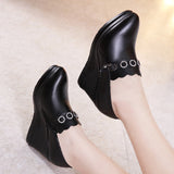 Autumn And Winter Slope High Heel Waterproof Platform Deep Tip Single Shoes Women's Plush Black Large Size 40-43 Women's