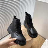 Zingj Autumn New Black Handsome Martin Boots, Thick-Soled Short Boots With