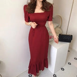 2022 Women Elegant Party Midi Dress One Piece Ladies Fashion Evening Prom Dresses Female Summer Casual Clothes