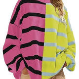 Zingj Wise Hot Style Autumn And Winter New Striped Knit Long Sleeve Hoodie Women-Outfit