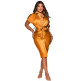 Up White Shirt Dress Women Turn-down Collar Pockets Satin Party Stacked Dress 2021 Autumn Bodycon Casual Workout