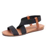 New Summer Sandals Women's Flat-Soled Fish Mouth Roman Style Loose And Tight Large-Size Simple