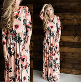 Summer Round Neck Flowers Print Long Sleeve
