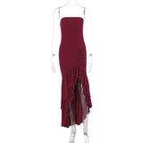Zingj Women's Wear Spring / Summer 2024 New Fashion Sexy Open Shoulder Wipe Chest Irregular