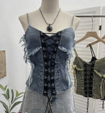 Shooting Cowboy Draw Rope Tie With Chest Vest Hair Side To Make Old Short Body Sleeveless Top Woman