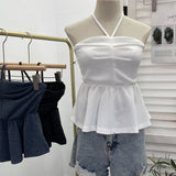 Women's Clothing Out-Of-Shoulder Hanging Neck Small Sling Vest Outside Wearing Braided Short Sleeveless Top