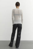 Striped See-Through Long Sleeve Top-Outfit