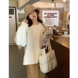 Zingj Fairy Purple Head Twist Sweater Female 2023 Autumn Winter Loose Retro Gentle Lazy Wind