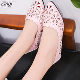 Women Hollow Flats Sandals Soft Ballet Shoes Female Fashion Casual PU Flats Slip On Breathable Comfort Ladies