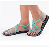 Zingj Size Summer Beach Sandals Women Clip Toe Rope Knot Flat Slippers Women- Outfit