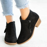 Station 2023 Autumn And Winter Vintage Women's Shoes Thick Heel Large Side Zipper Women's Short Boots Martin