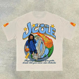 Men's T-Shirt 2024 Basketball Shirt Sports Style Short-Sleeved Cotton Print Loose T-Shirt Street Hip-Hop Blouse Short