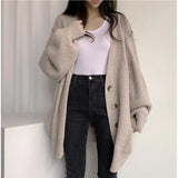 Preppy Solid Color V Neck Baggy CardiganOutfit