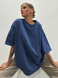 Zingj Old Short-Sleeved T-Shirts 2024 Summer Relaxation Casual Round Collar Wash Hair Short-Sleeved