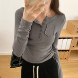 Long-Sleeved T-Shirt A New Slim Design For Women In Autumn Shows A Thin Blouse With A Bottomed Shirt