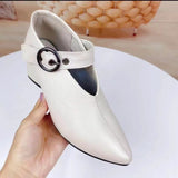 Zingj New Small Leather Korean Version Fashion Grandma Toe Layer Leather Fashion Single Shoes Autumn Women's Single Shoes