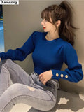 Autumn Winter Elegant Female Knitted Long Sleeve Sweater Women Knit Sweater Highstreet