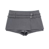 New Spring Style Buckle Decoration Solid Color Fashion Dress Pants