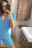 2023 Spring Summer Women Short Sleeve Bodycon Bodysuit Stretch V Neck Leotard Casual Solid Jumpsuit