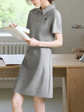 Academy Style Embroidery Polo Dress Women Summer New Skinny Casual Dress Dress