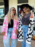 Ghost Pattern Long Knitted Open Shirt In Autumn And Winter Long Loose Sweater Coat