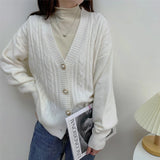 Zingj And Winter New Cashmere V-Collar Twist Sweater Women's Korean Version Lazy Cardigan