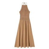 New Spring Dress With Collar And Bare Back Is