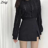 Skirts Women Irregular Solid Side-slit Stretchy Korean Style Trendy Chic OL High Waist Female Bottom Popular Spring