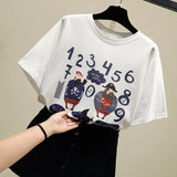 t-shirt women's loose summer dress 2019 new Korean version of students 100 cotton white T-shirt ins
