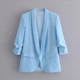 New Pleated Sleeve Sag Urban Leisure Candy Color Women's Suit