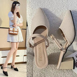 Head With Coarse Heel Cool Slippers Half-Dragging Sandals Women's Summer 2025 New Breathable Cloth