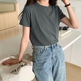 Basic Short-Sleeved T-Shirt Women's Shoulders Are Simple In Summer, Thin And Folded To Wear A Bottomed