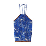 Spring Print Neck-Hanging Blouse