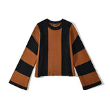 And Winter New Women's Wear New Leisure Style Long-Sleeved Round-Neck Vertical Striped Casual