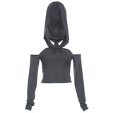Zingj Summer Women's Solid Color Sexy Fashion Design Sense Slim Back Hooded Vest-Outfit