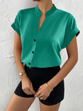 Zingj Wise Hot Style Summer Simple V Collar Women Shirt Shirt Women's
