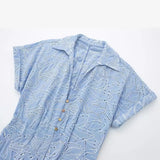 New Hollowed-Out Embroidered Shirt-Style Long Dress